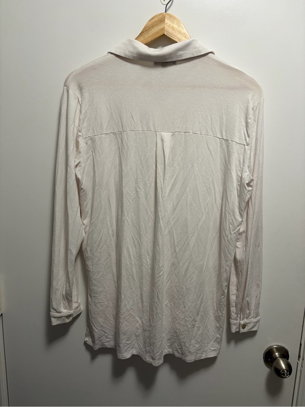Eileen Fisher White Stretch Jersey Knit Classic Collar Shirt Size XS - Picture 5 of 5